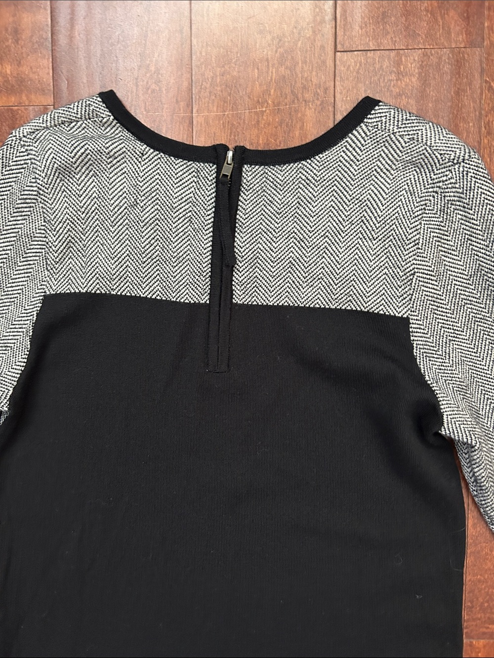 Cynthia Rowley 100% Extra Fine Merino Wool Herringbone Long-Sleeve Dress, Size L - Picture 9 of 14
